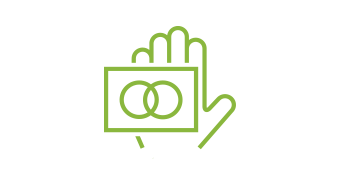 Mastercard Identity Check szolgáltatást jelképező zöld ikon, stilizált pajzs és felhasználói szimbólummal, fehér háttéren.