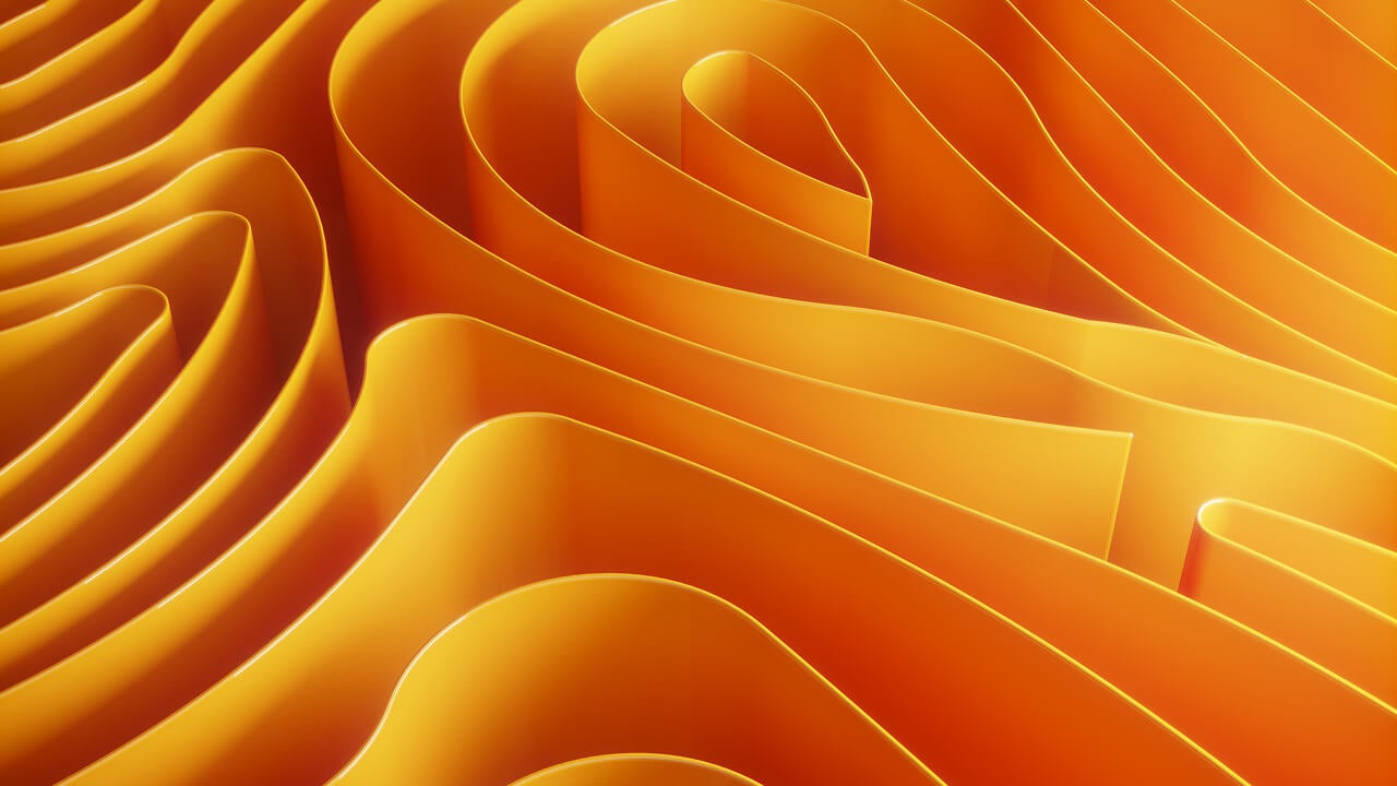 close-up view of a yellow swirl, highlighting its vibrant colors and fluid design