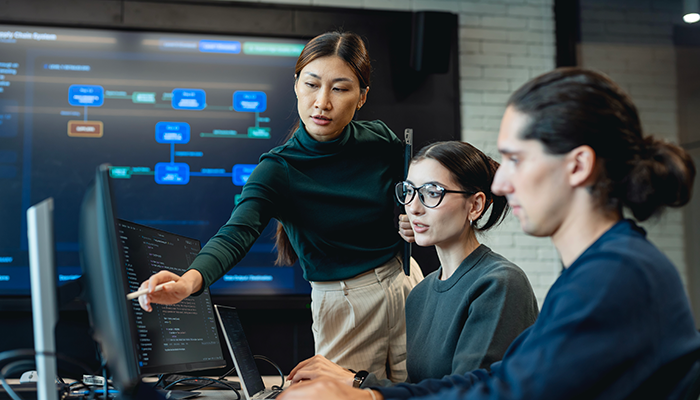 Website developers at work using AI