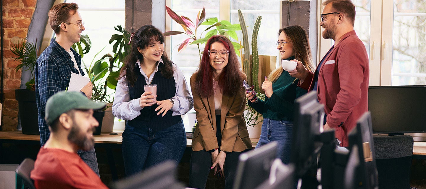People in a morning stand-up meeting