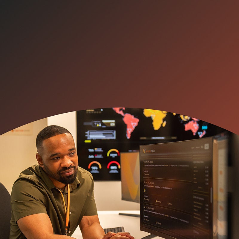 Man with global data