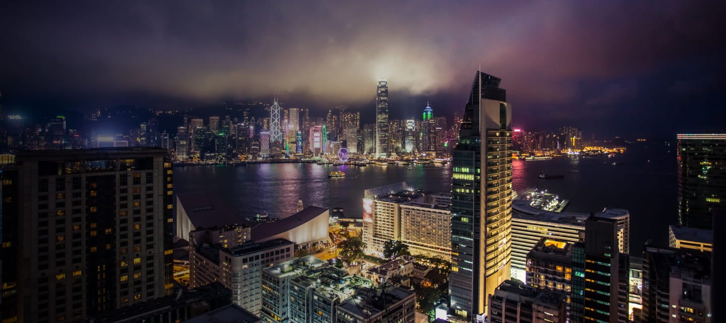 hong kong city skyline at night