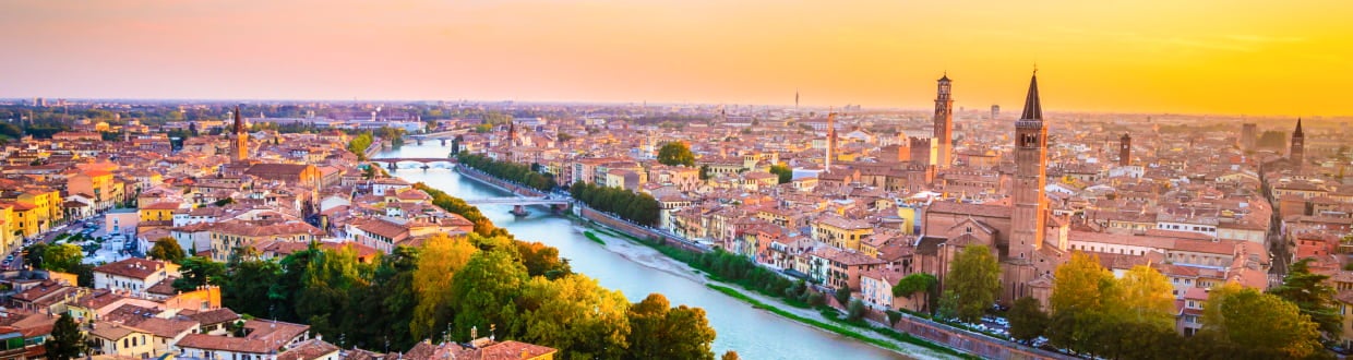 beautiful sunset aerial view of Verona