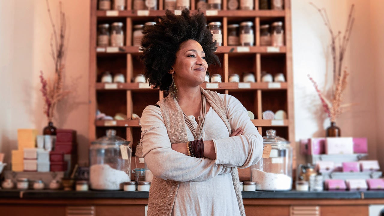Portrait of small business owner in her store.
