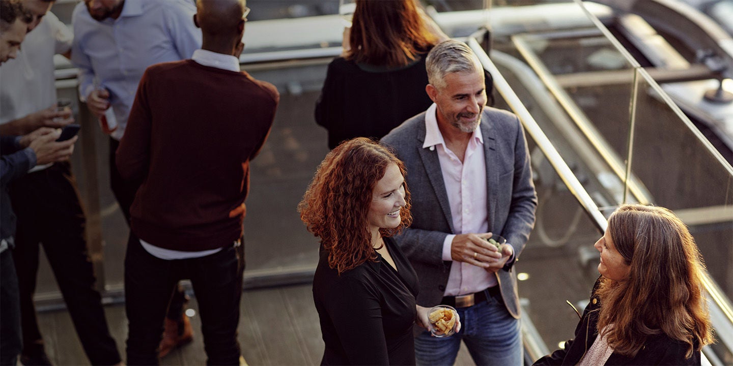 Partners happy at a party