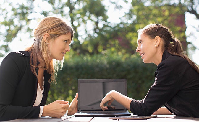 Two women talking