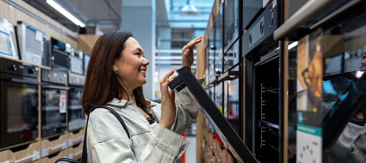 Woman shopping at a home appliance store