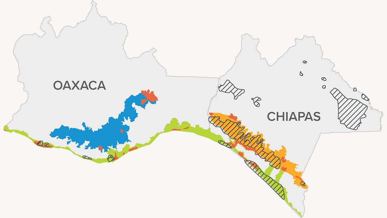 Carte de la région du Mexique.