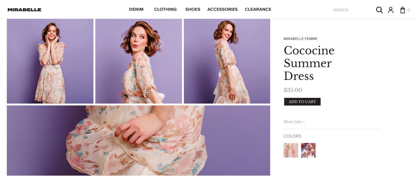 Product recommendation showing zoomed in image of the product