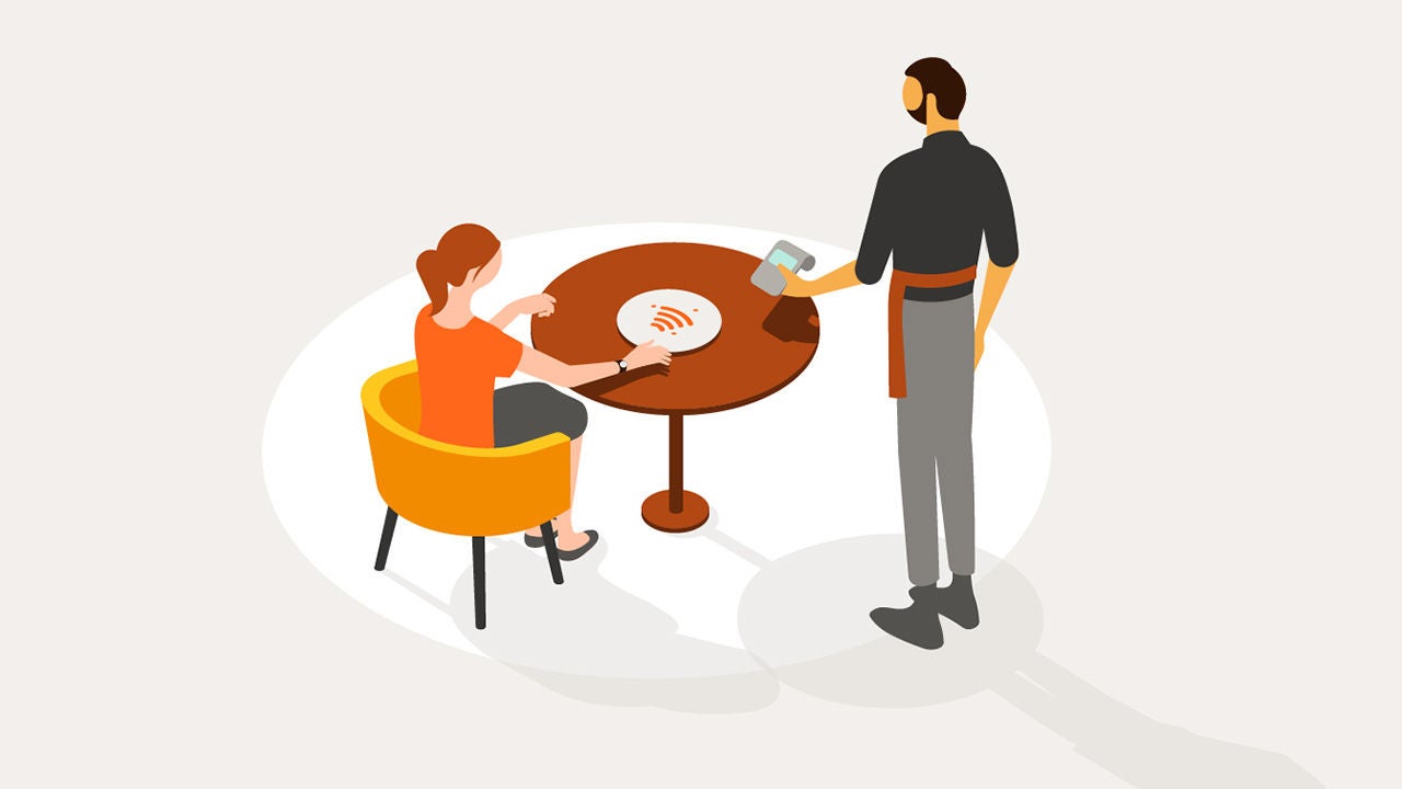 Illustration waiter transaction.