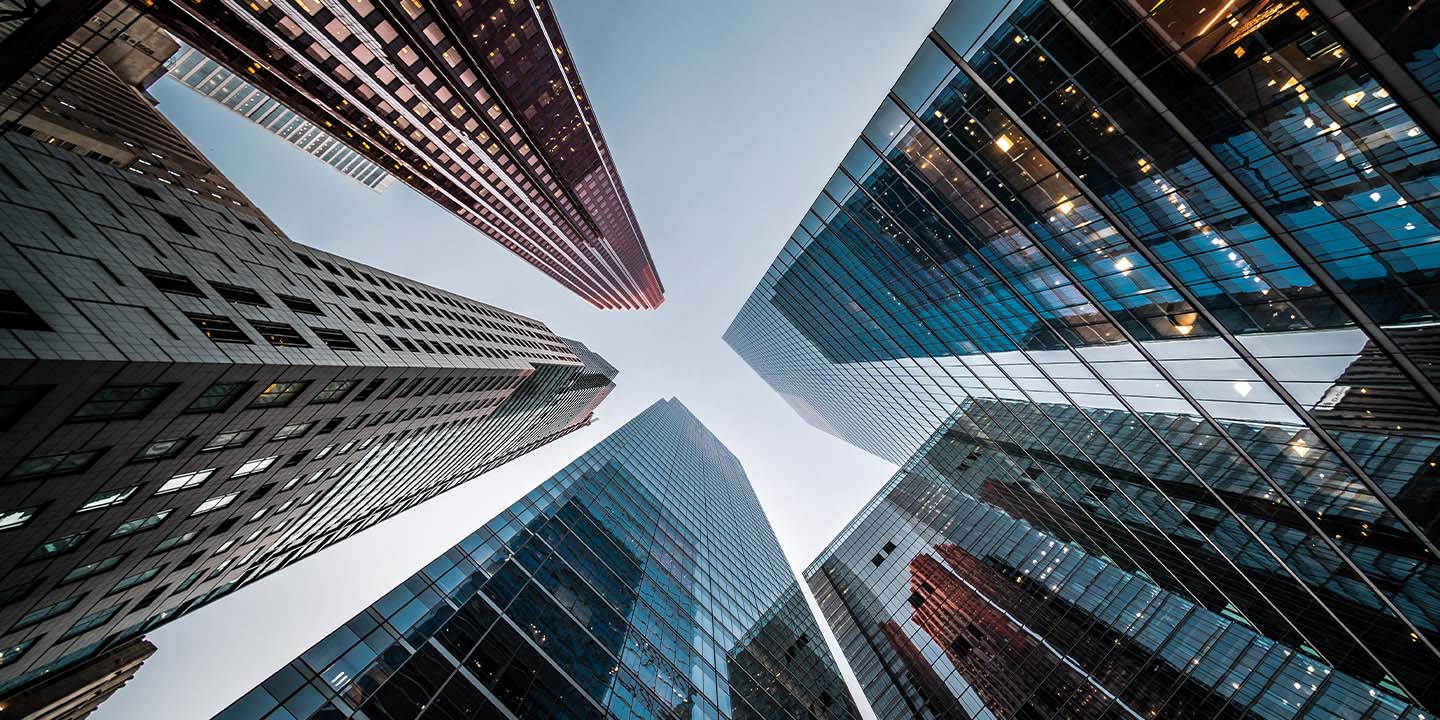 Image of buildings form below