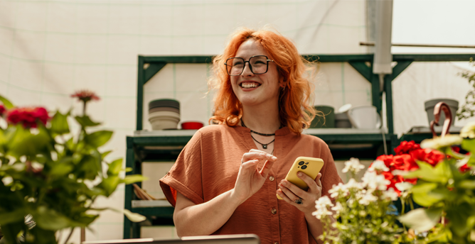 A business woman with phone.