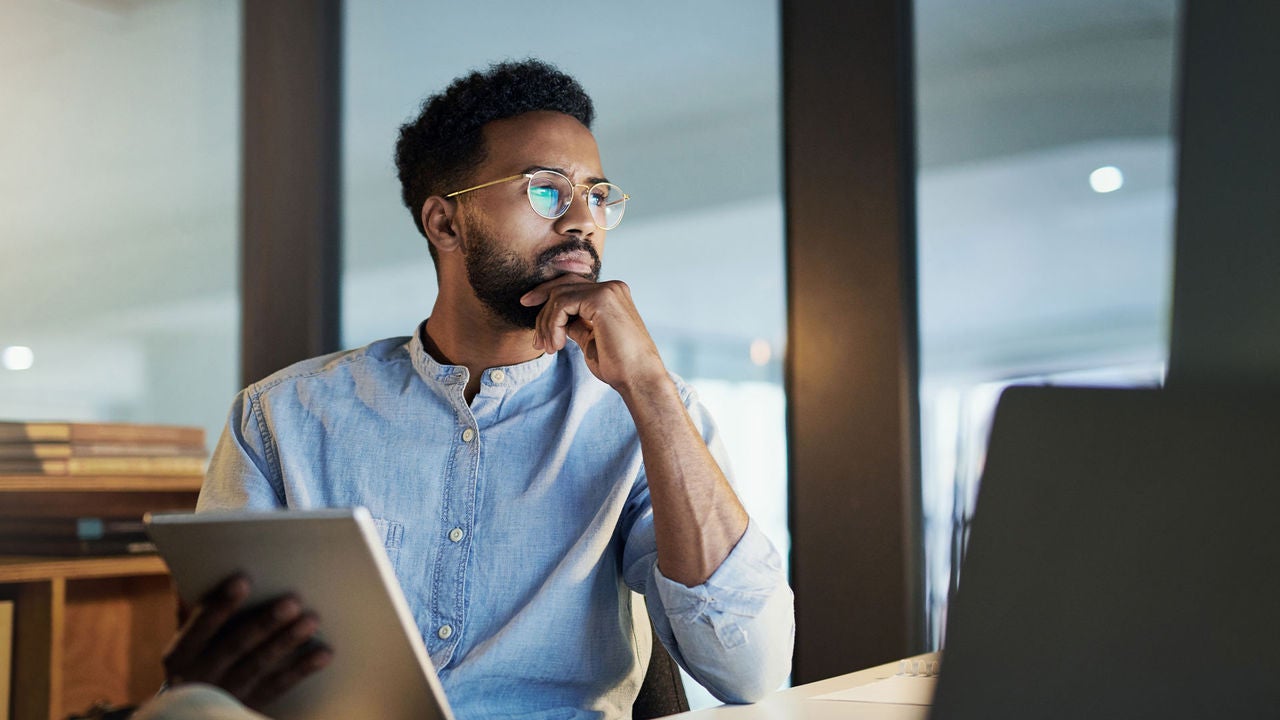 Man looking at computer screen