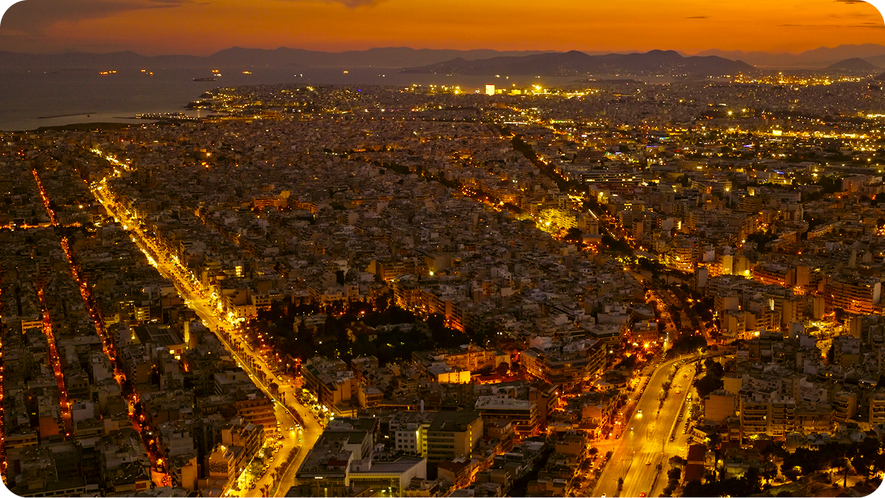 View of a city at night