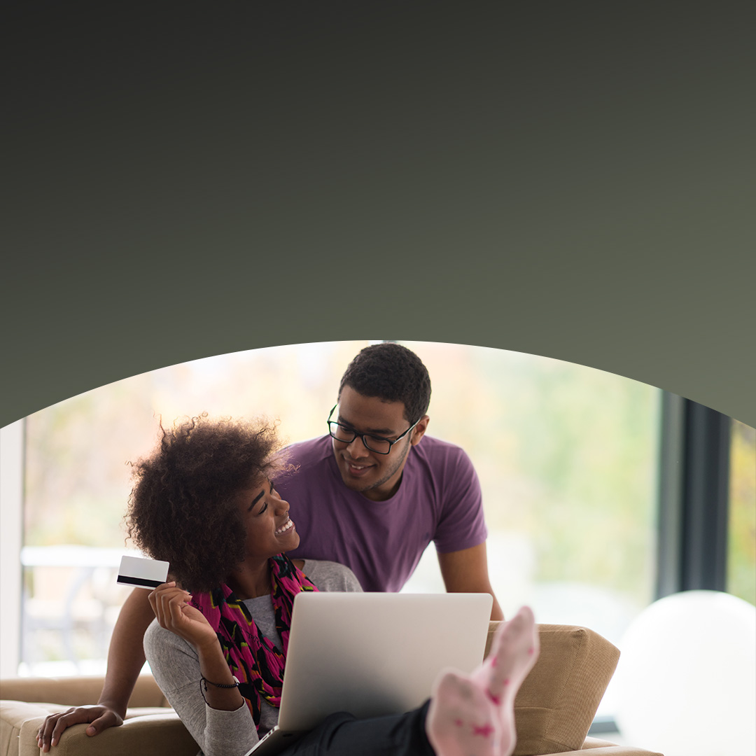 Young couple shopping online.