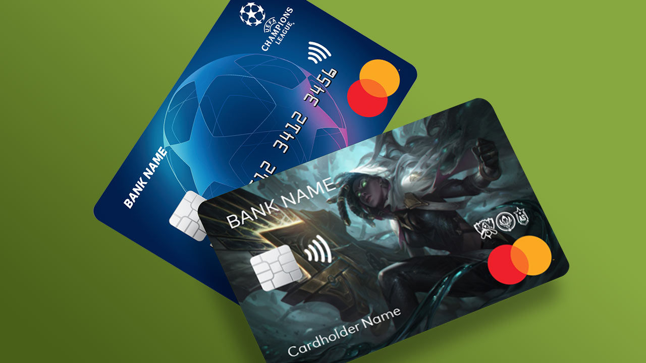 Exemples de cartes Mastercard mettant en avant les passions des consommateurs.