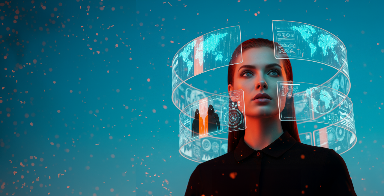 Vrouw leest holografische zwevende displays