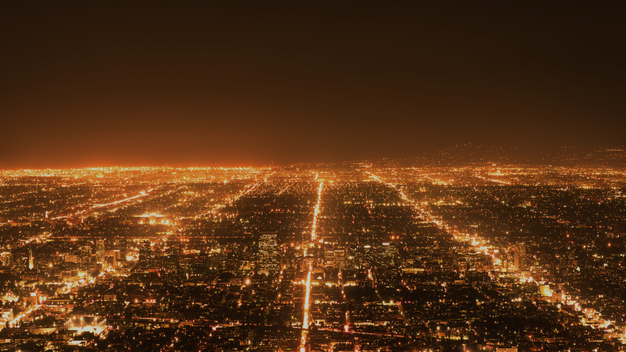The city lights are on