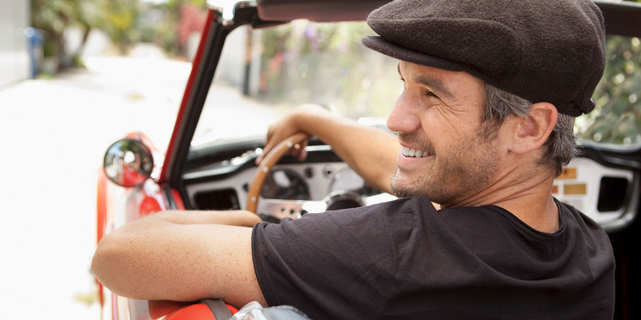 Man driving a car
