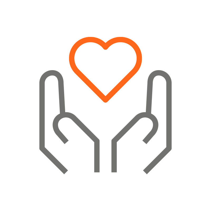 Hands holding heart icon