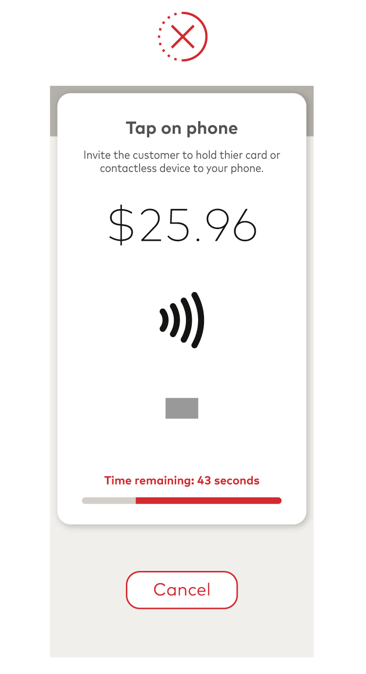 Example of non-compliant Tap on phone pre-payment screen