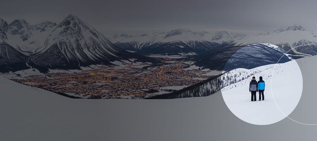 couple on a snowy mountain