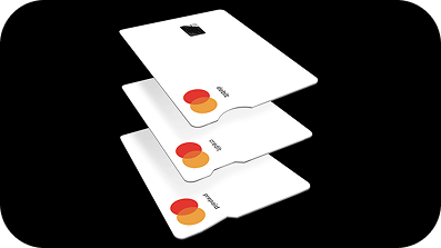 Tres tarjetas Mastercard con la muesca de la Touch Card.