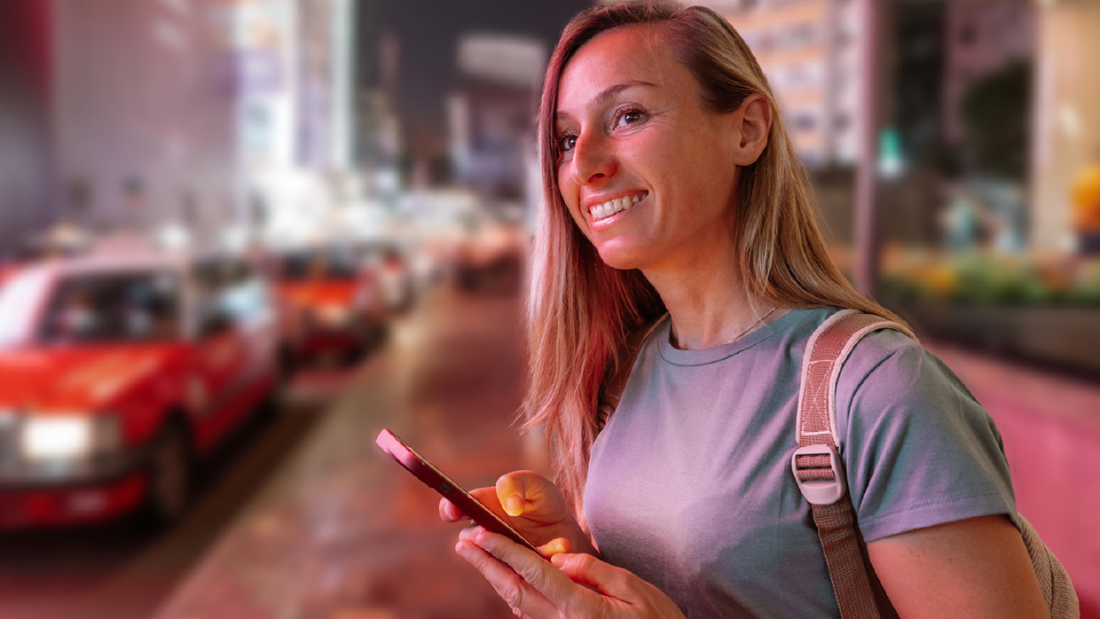 Woman looking over her shoulder in an office