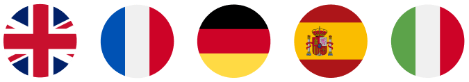 flags of GB, France, German, Spain, Italy