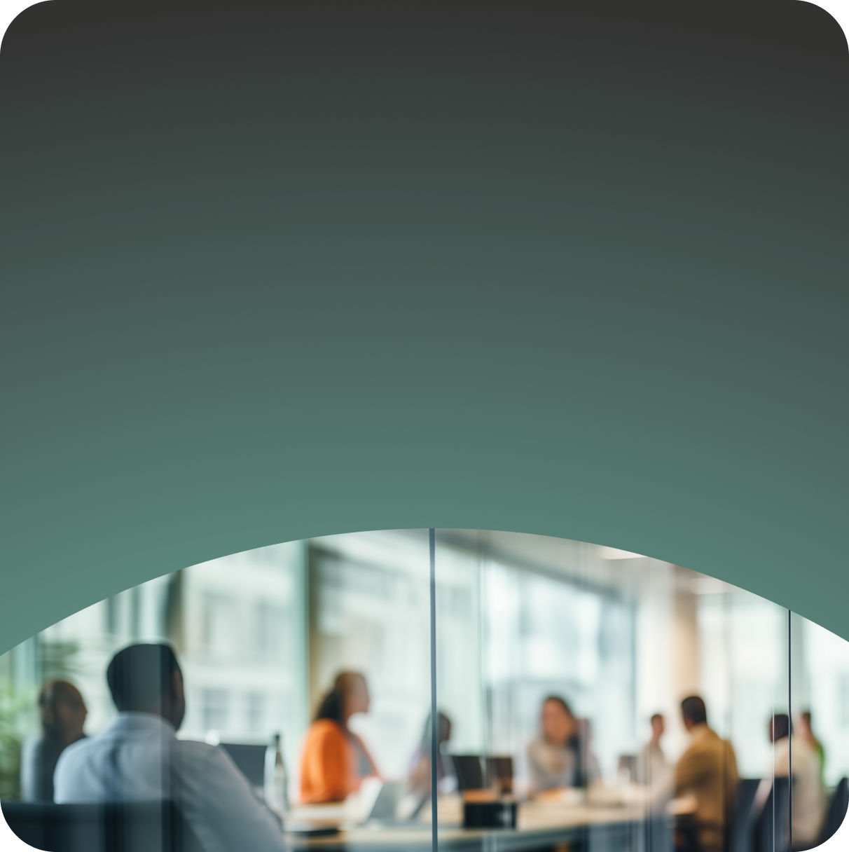 A diverse group of people engaged in discussion around a conference table in a meeting room.