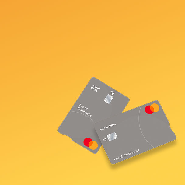 Mastercard World Debit ბარათების წყვილი.