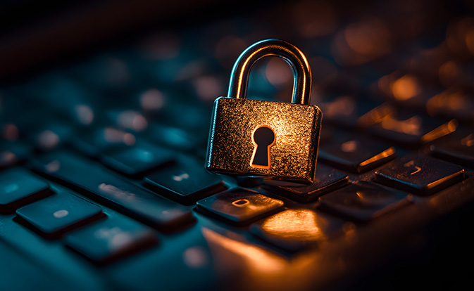 Lock on top of a laptop keyboard.