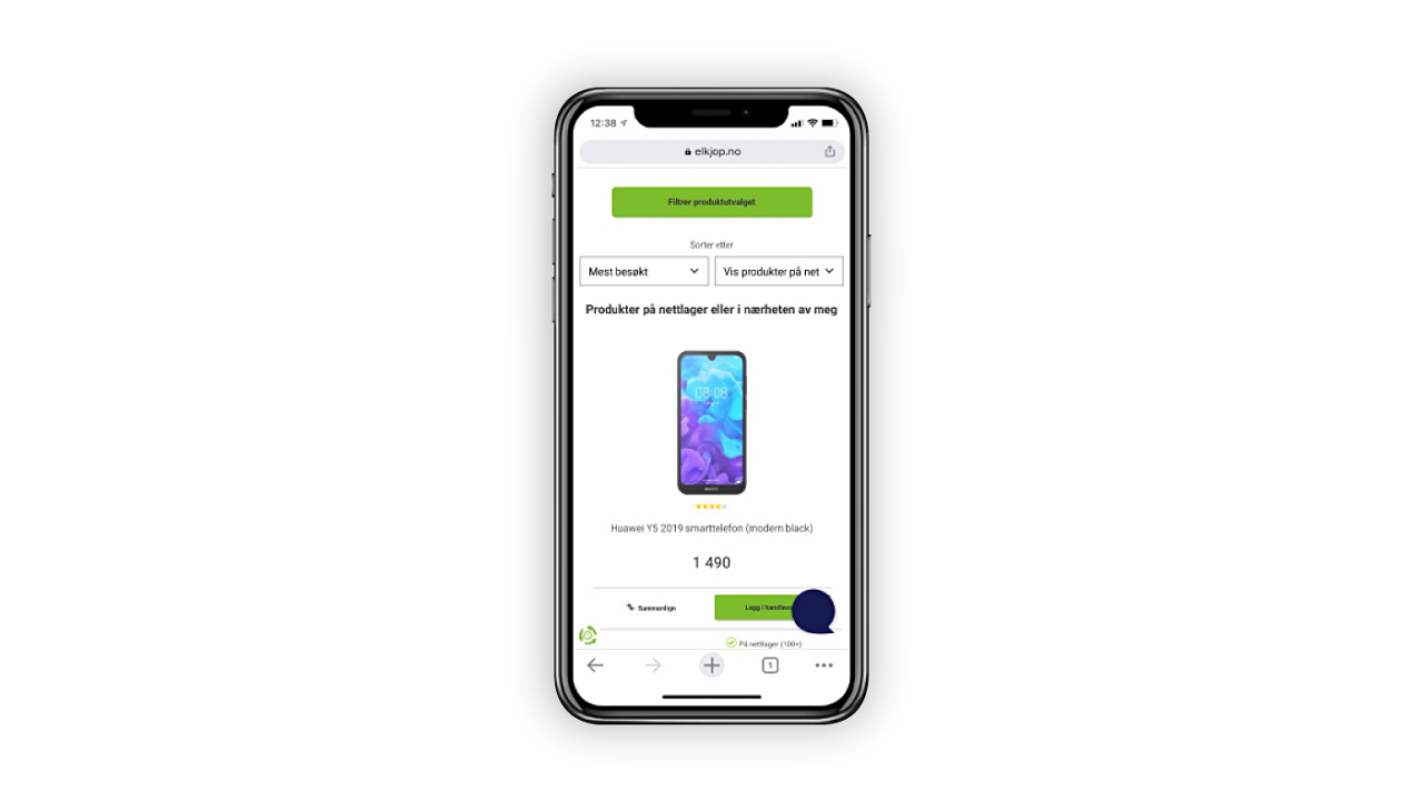 Filter menu visible atop product pages on mobile