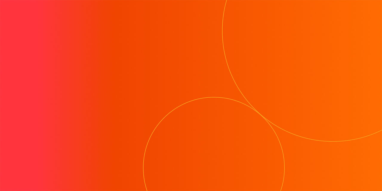 Orange gradient background with yellow circles