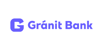 Gránit Bank lila színű logó fehér háttéren.
