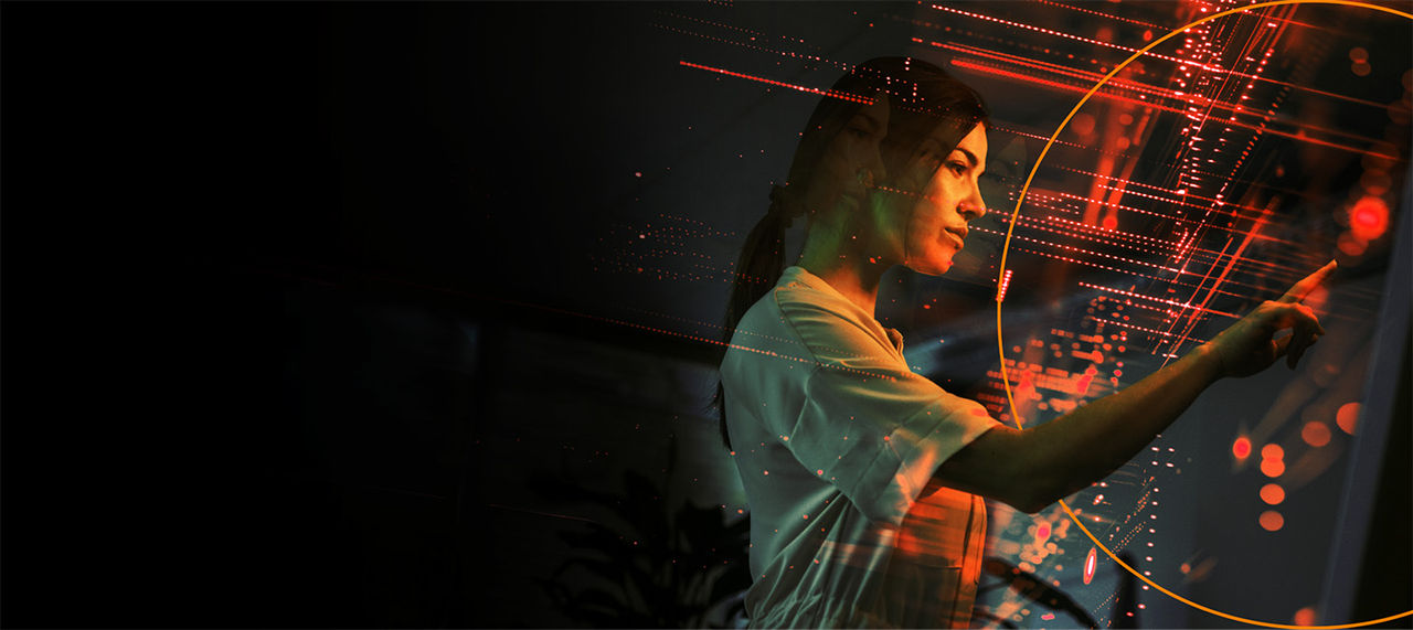 Woman working on a digital layout