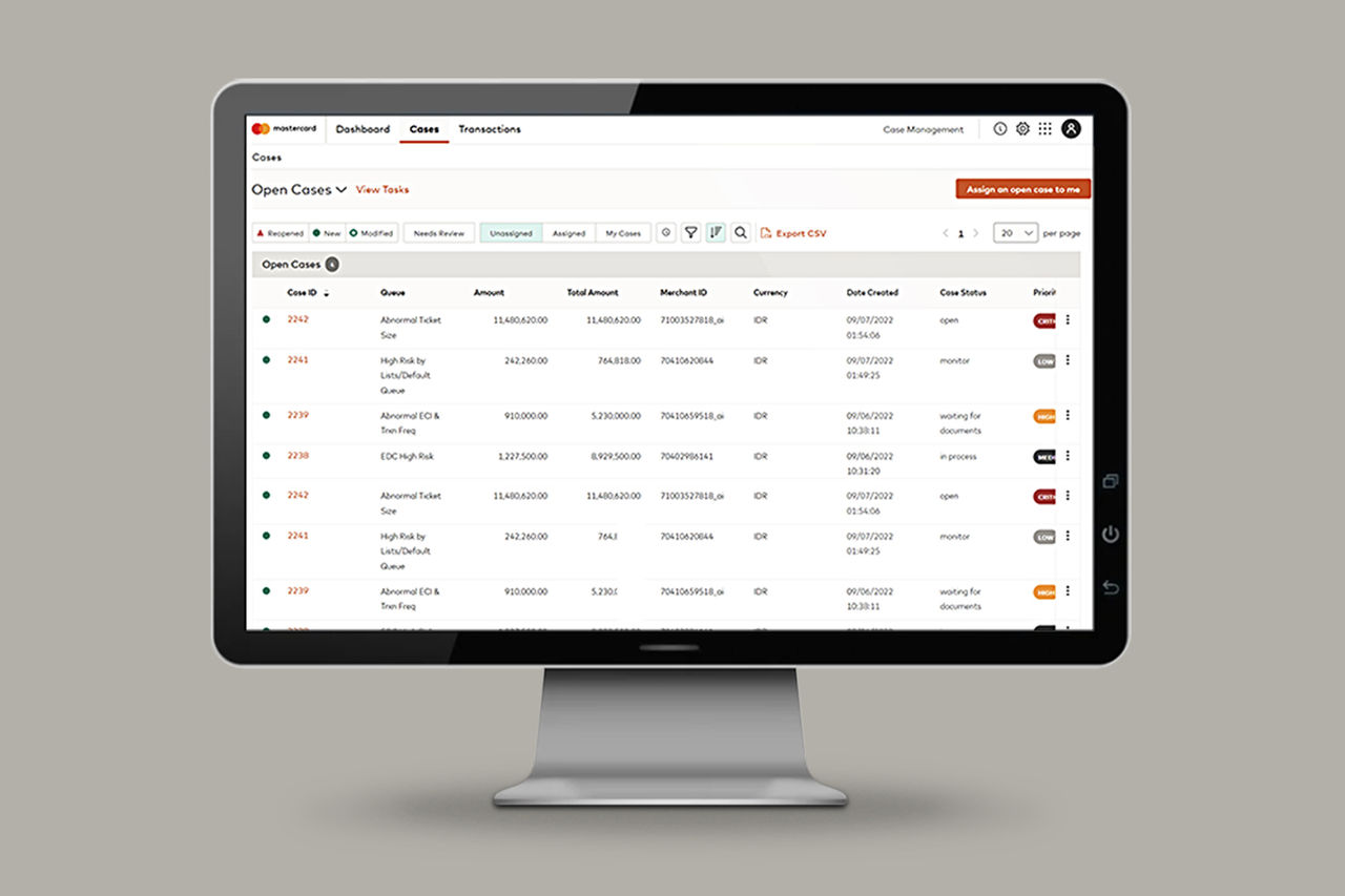 Screenshot of transaction fraud monitoring product