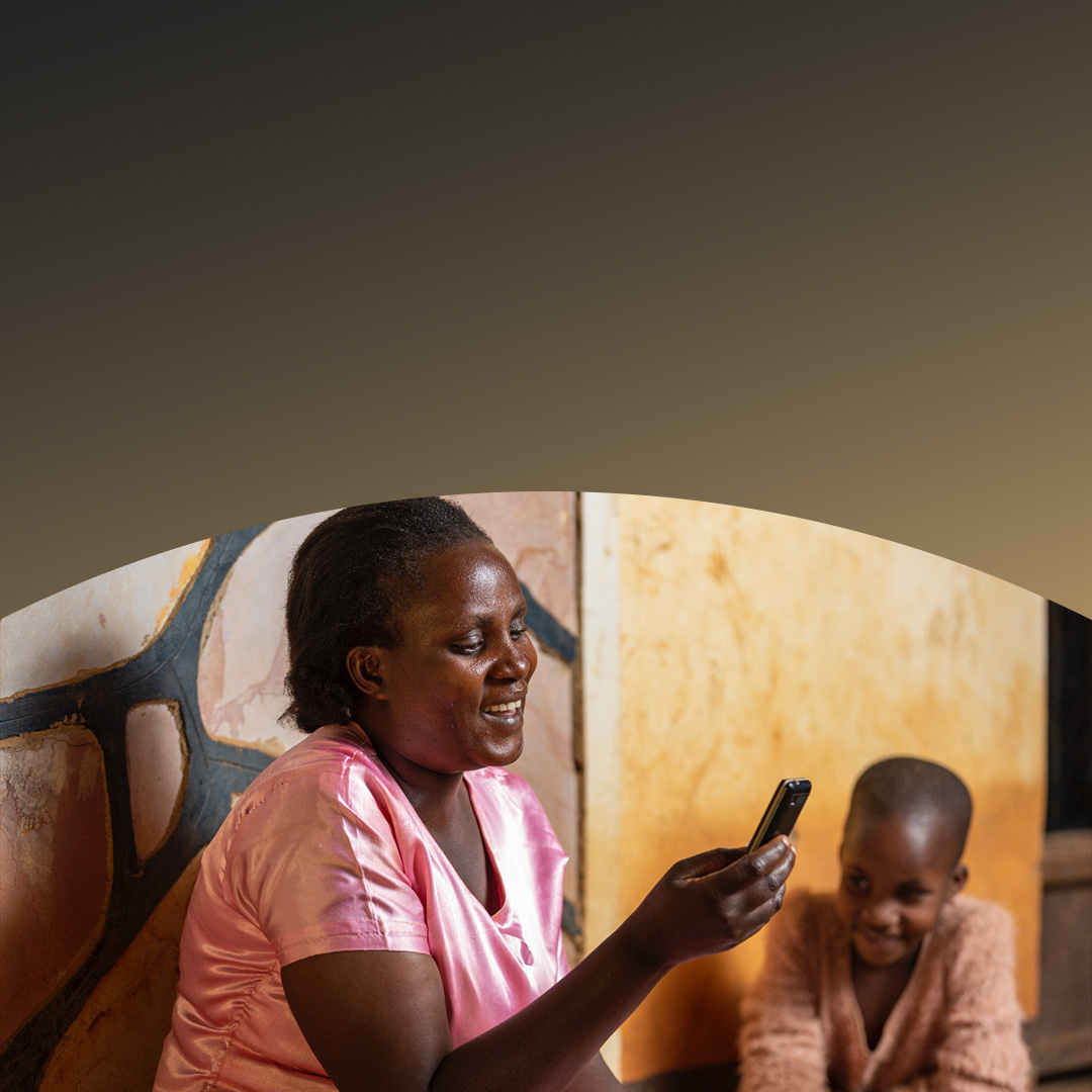 A woman using a smartphone.