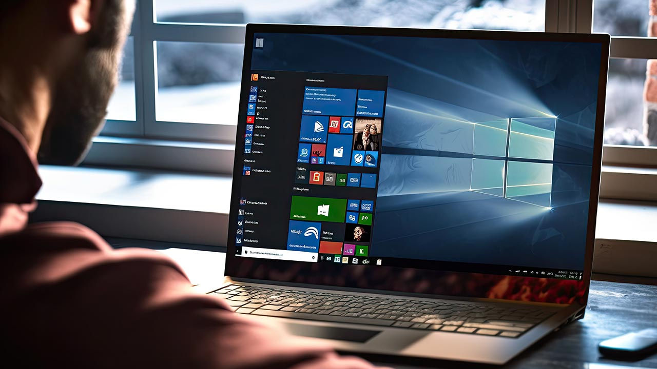 Экран Windows на ноутбуке.