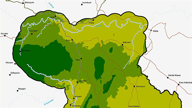 Map of region, Kenya.