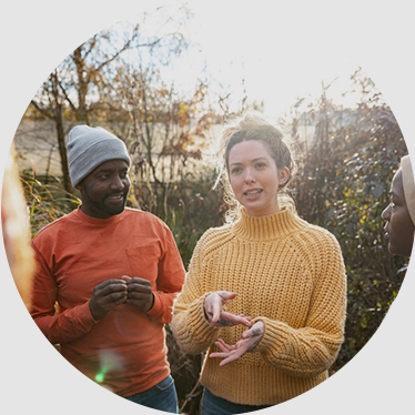 A group of people in discussion.