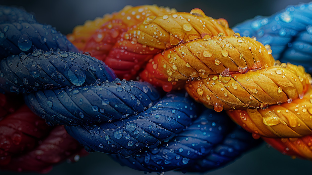 Colorful interlocking rope.