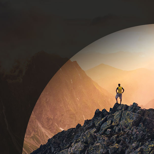 A man standing on mountain.