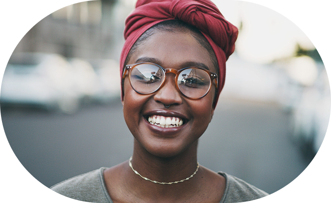 Woman smiling.