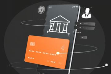 Abstract image of payment card on tablet device.