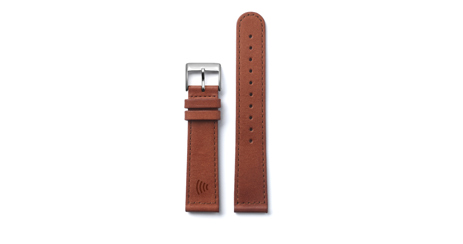 Tapster strap Brown Sewn Classic Silver Buckle