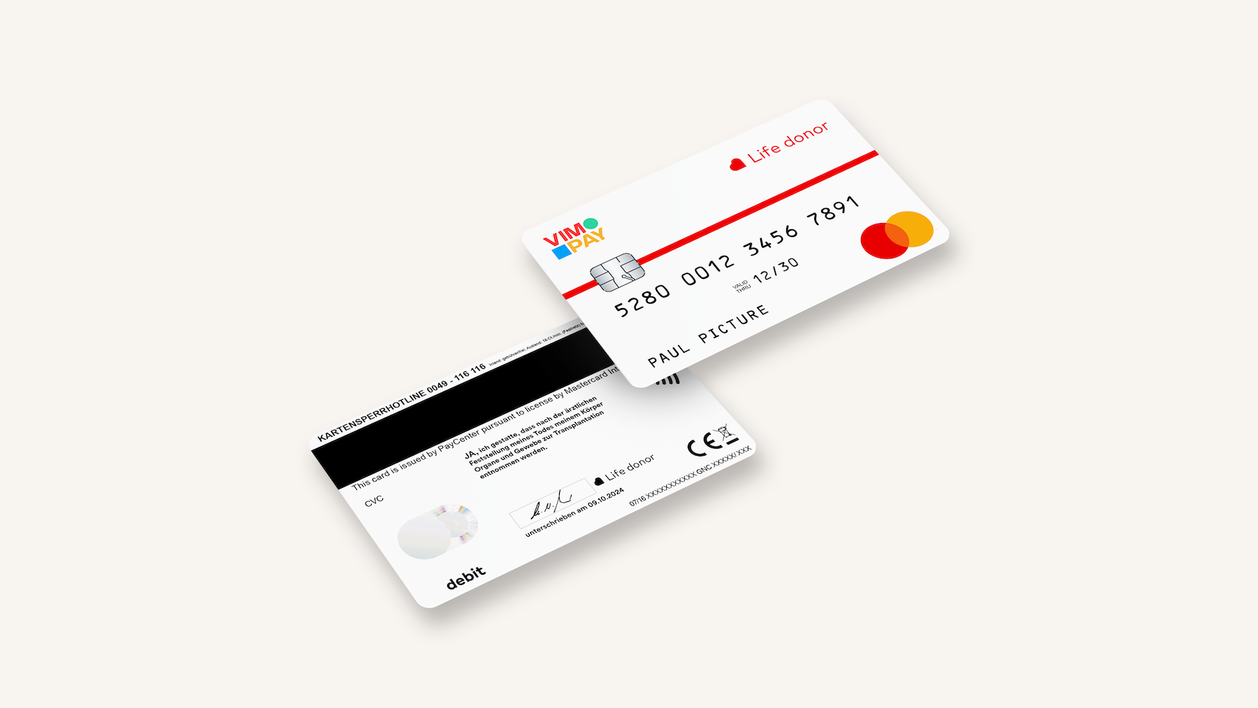 VIMpay ist der erste Kartenherausgeber in Deutschland, der das Life Donor Feature von Mastercard anbieten wird