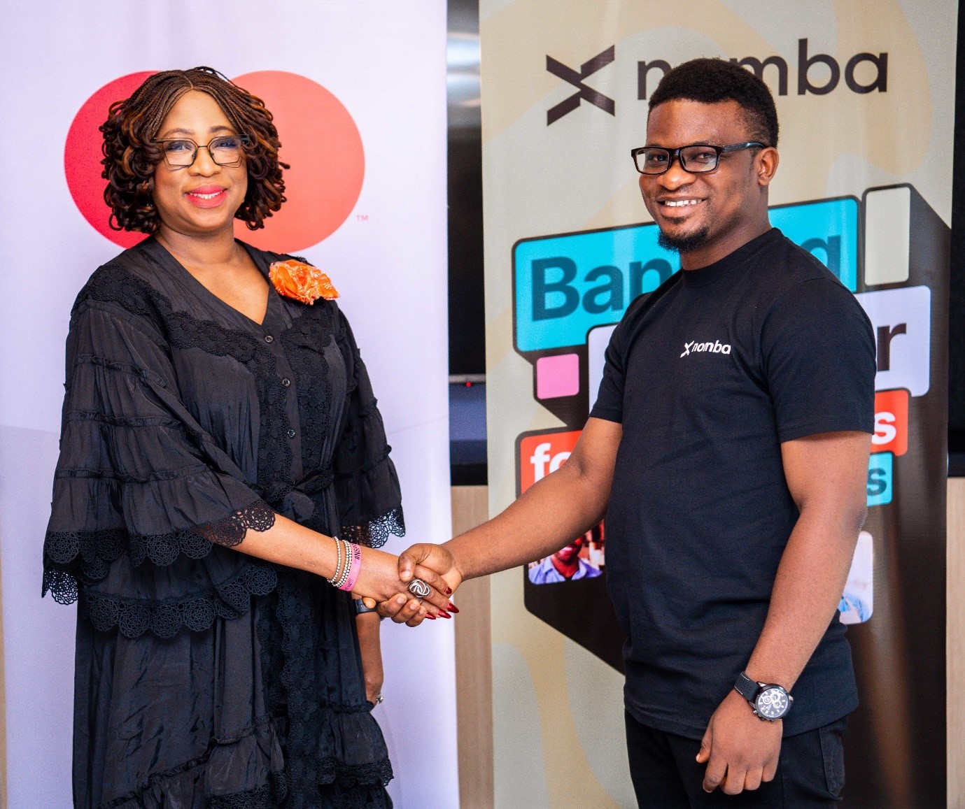 L-R: Folasade Femi-Lawal, Country Manager and Area Business Head for West Africa at Mastercard; Seun Osunkeye, Senior Vice President, Finance, Nomba.