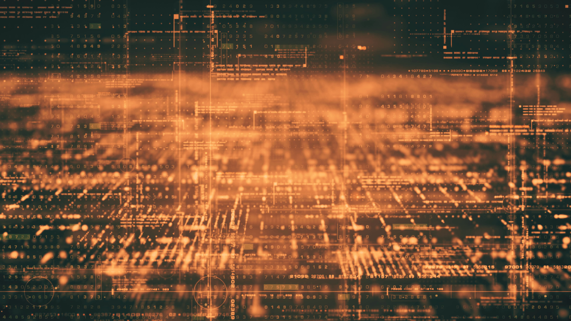 Futuristic cryptocurrency blockchain simulation of cryptographic hash mining concept.