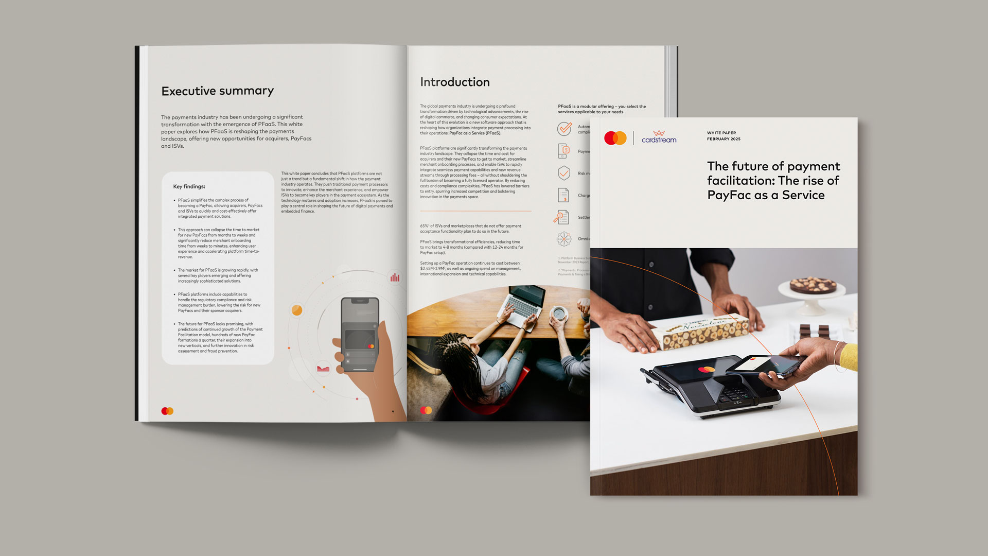 A white paper opened against a gray background.